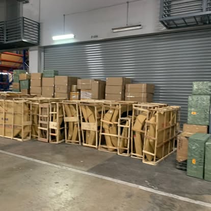 Warehouse storage area with boxes